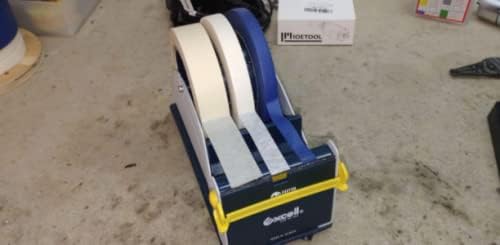 WOD TTD2SD Tabletop Twin-Roll Steel Desktop Tape Dispenser, Blue & Gray - Fits Tape up to 2 inch Wide, Holds 3 inch core, Weighted Rubber Base for Stability