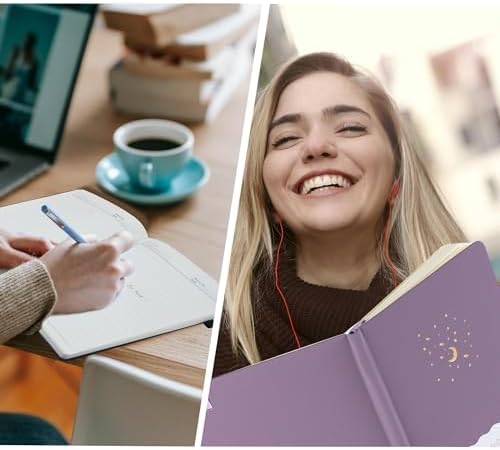 CAGIE 2 Pack Journals Notebook for Women Men, Hardcover Journaling Notebooks with Pen Loop, A5 Small Journal for Work Writing Note Taking Gifts, 5.7" x 8.3", Black& Purple