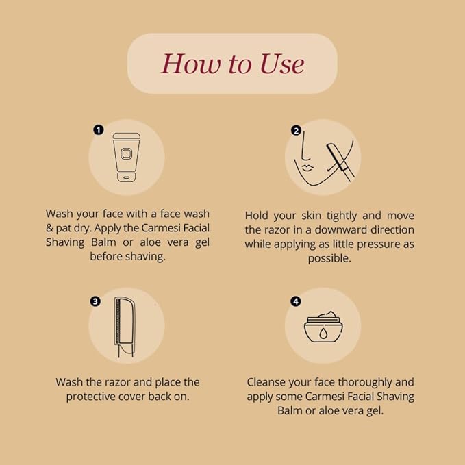 Facial Razor for Women | Painless & Precision Face Hair Removal | for Peach Fuzz, Eyebrow, Chin & Upper Lip | Gentle Exfoliation & Smoother Skin | 3 Count (Pack of 2)