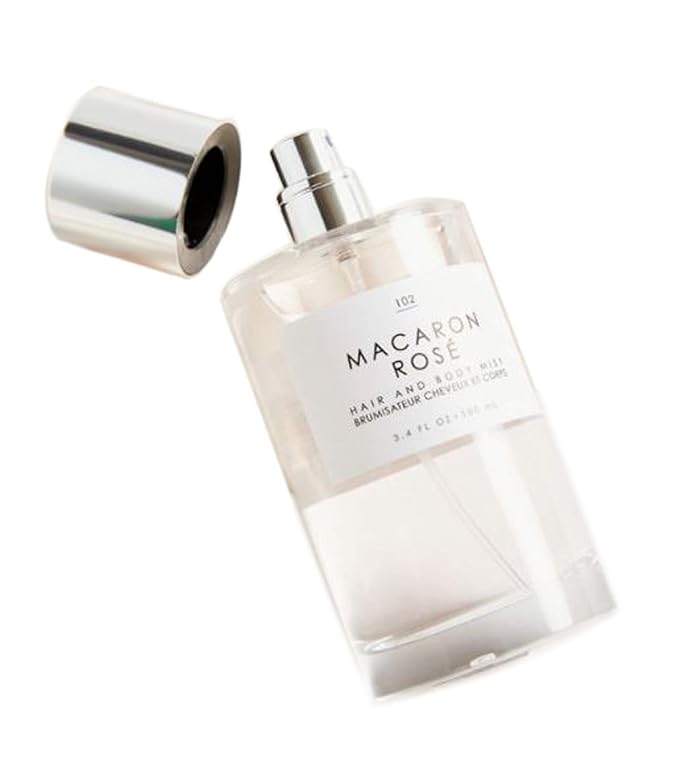 Gourmand Macaron Rose Hair + Body Mist 3.4 Fl.Oz! Blend Of Eau De Rose, Turkish Delight And Sugarcane! Perfumed Hair & Body Mist For All Day Long-Lasting Freshness! Choose Your Scent! (Macaron Rose)