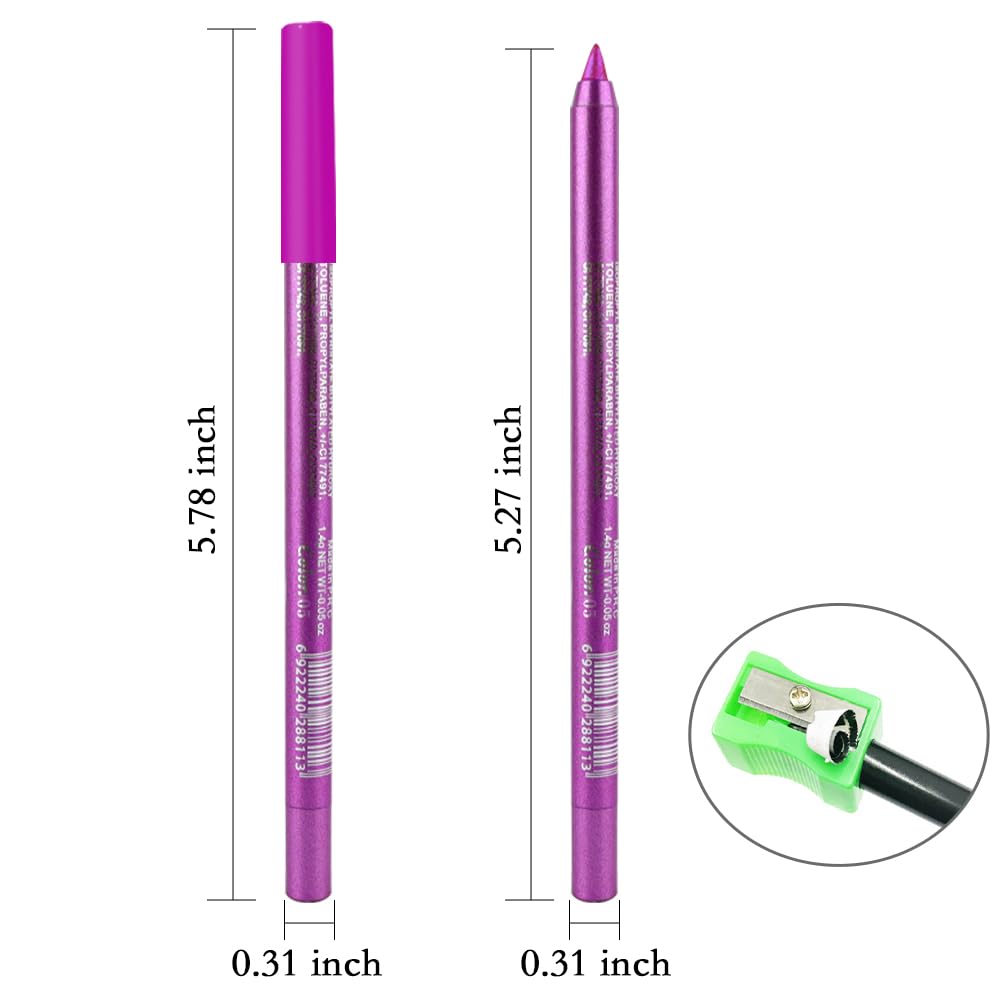 Kaely Gel Eyeliner Pencil for Women, Grape Purple Eye Liner Waterproof Smudge Proof with Sharpener, Waterline Eye Makeup Liners, delineador de ojos contra el agua, Vegan & Cruelty-Free, 05