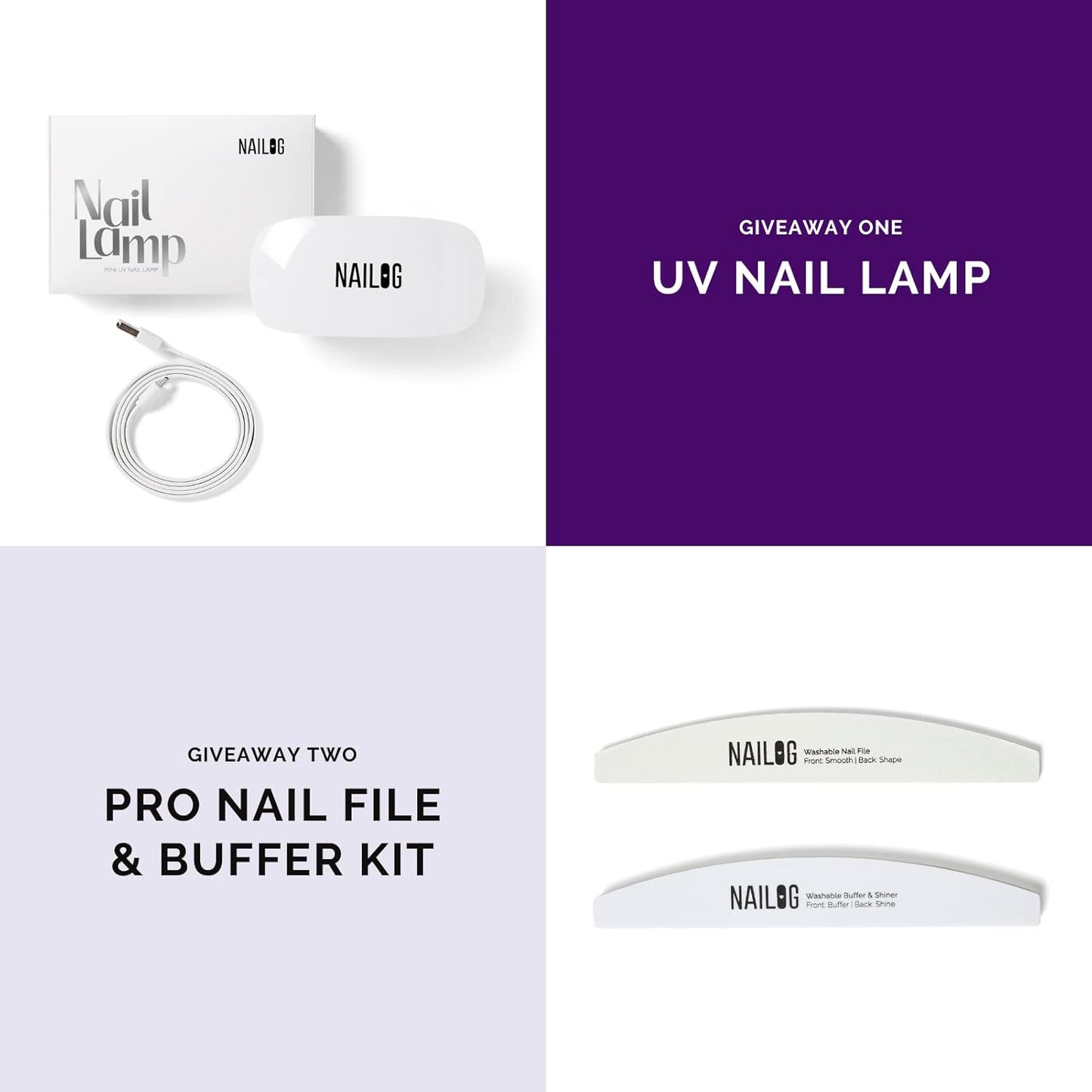 NAILOG Semi Cured Gel Nail Strip Starter Kit - (Include 60Pcs Nail Stickers, 1 UV Lamp and 2 Nail Files) Long Lasting Gel Nail Wraps Gift Kit for Christmas Day, Skyscape