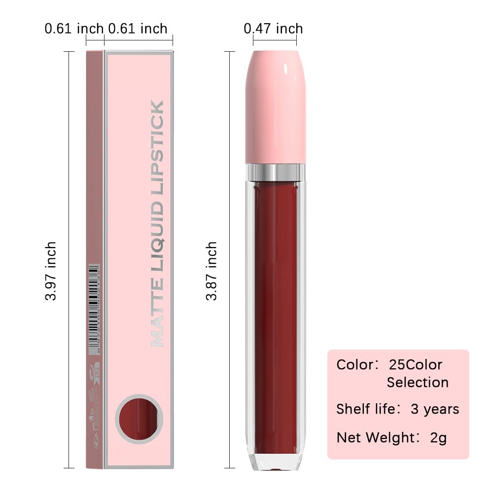 BINGBRUSH Super Matte Longwear No-Budge Stay On Smudge Proof Liquid Lipstick Long Lasting Makeup for Women,Highly Pigmented Color and Instant Shine, Cheeky