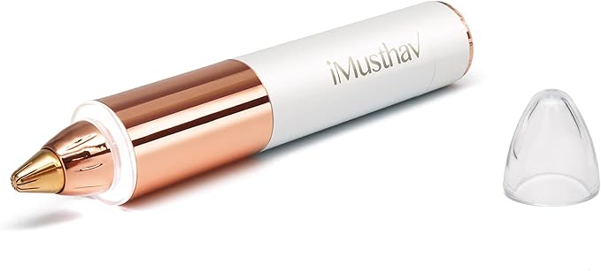 Mini Portable Painless Eyebrow Remover Trimmer for Women, Eyebrow Razor Epilator Pen,18K Gold-Plated Hypoallergenic Precision Pencil-tip. 360° LED Light for Instant and Painless Hair Remover.