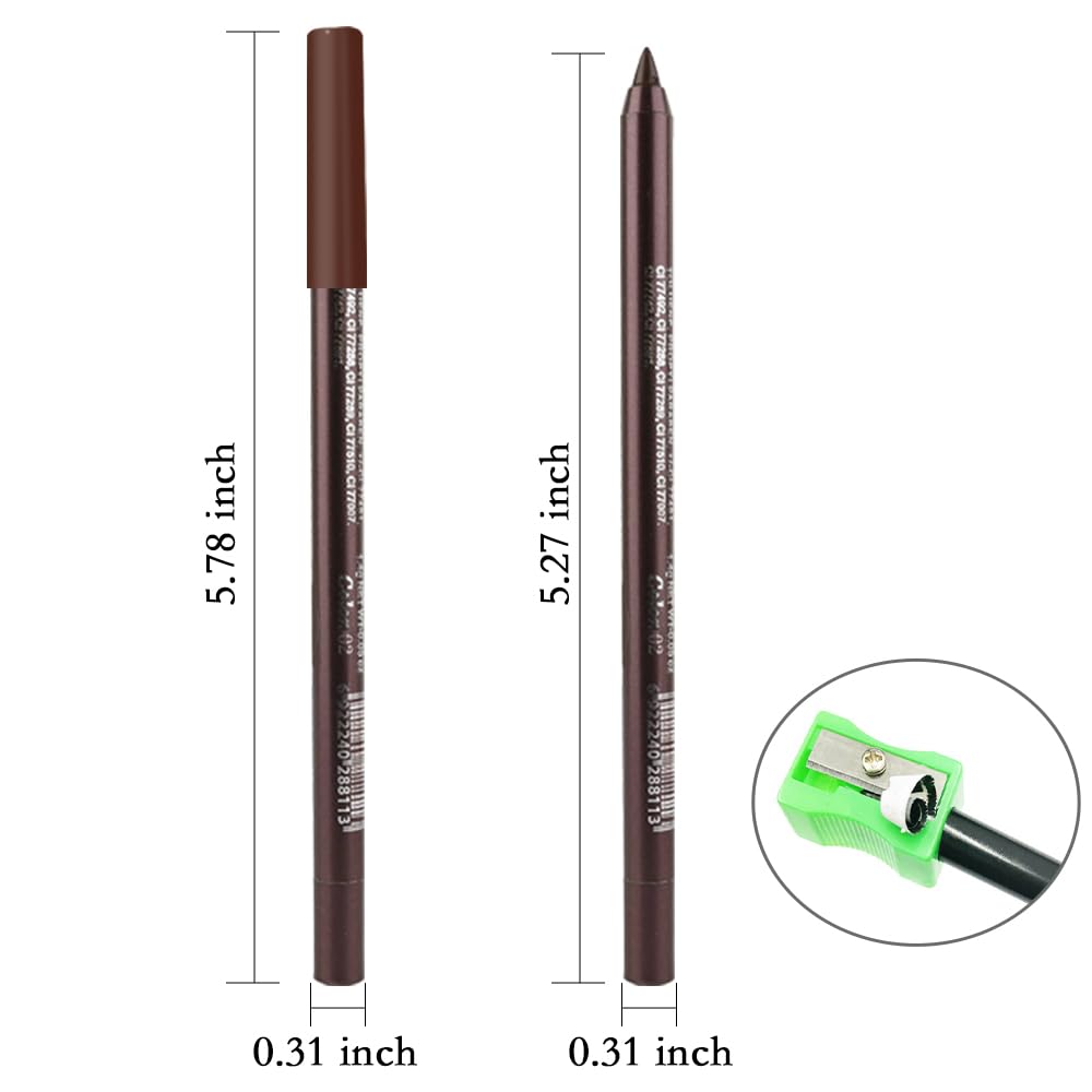 Kaely Gel Eyeliner Pencil for Women, Dark Coffee Eye Liner Waterproof Smudge Proof with Sharpener, Waterline Eye Makeup Liners, delineador de ojos contra el agua, Vegan & Cruelty-Free, 23