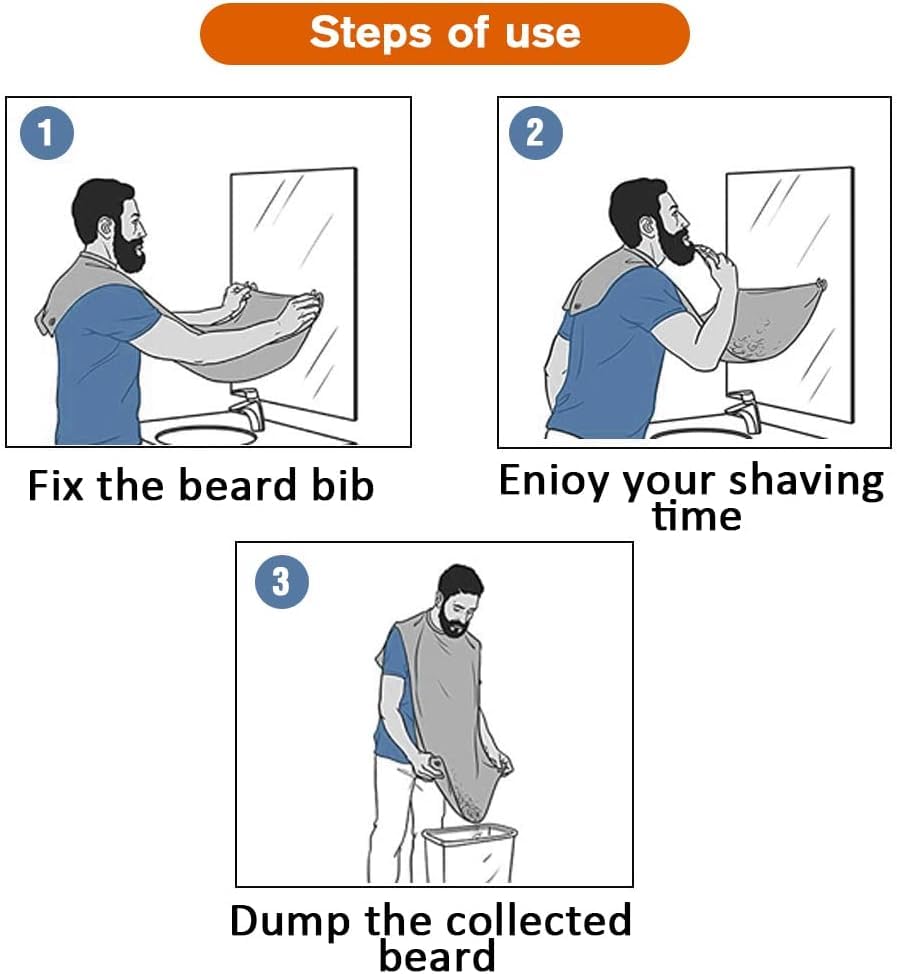 Beard Bib Beard Apron, Beard Hair Catcher for Men Shaving & Trimming Non-Stick Waterproof Beard Cape Grooming Cloth with 3 Suction Cups Birthday Gifts for Men Him Boyfriend