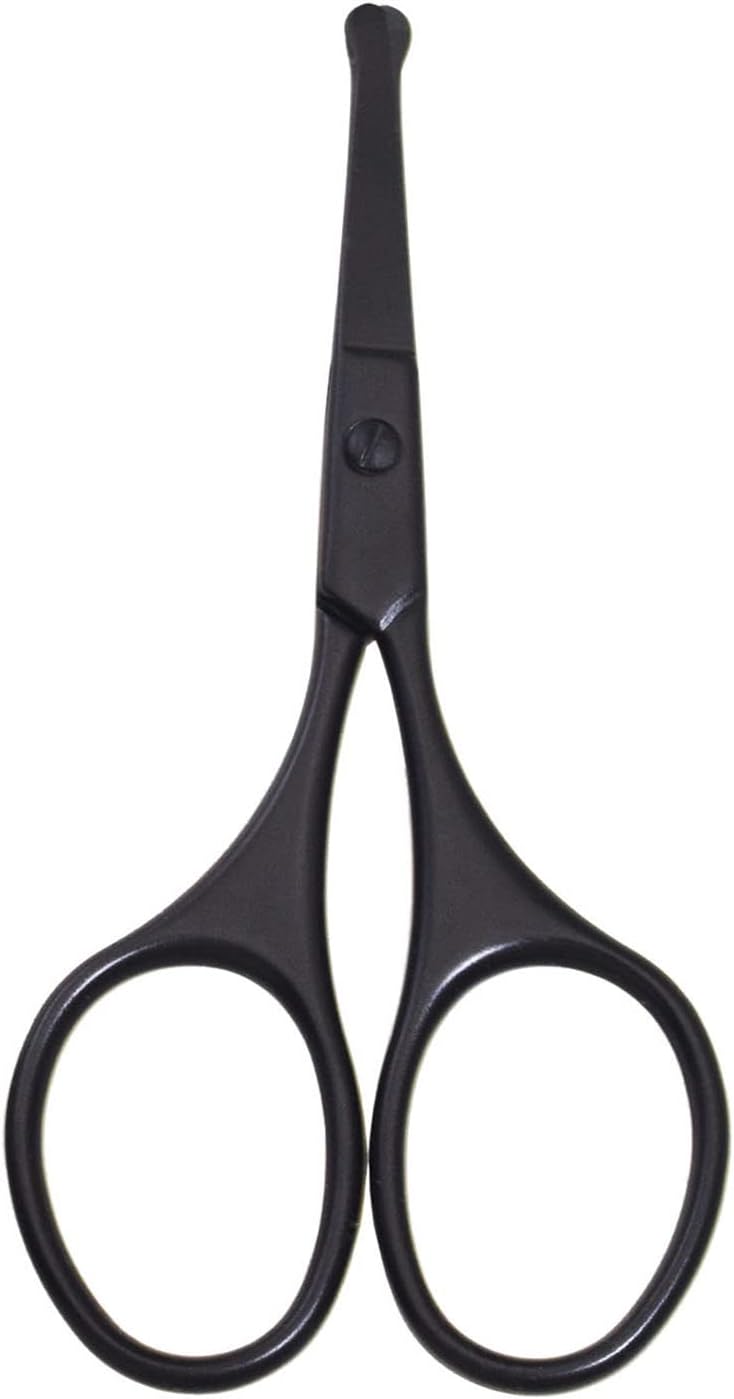 Multicolor Professional Grooming Scissors for Personal Care Facial Hair Removal and Ear Nose Eyebrow Trimming Stainless Steel Fine Straight Tip Scissors 3.9 Inch (Black Set D)