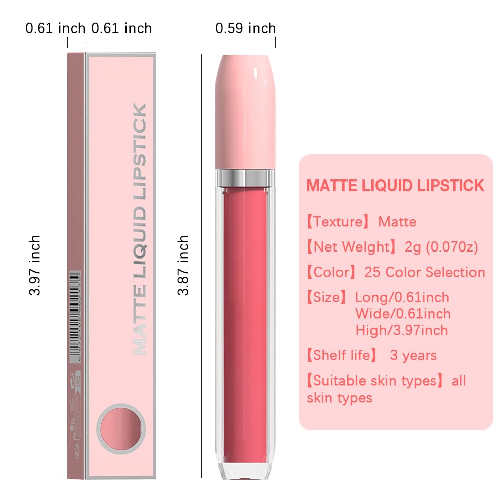 BINGBRUSH Super Matte Longwear No-Budge Stay On Smudge Proof Liquid Lipstick Long Lasting Makeup for Women,Highly Pigmented Color and Instant Shine, Cheeky