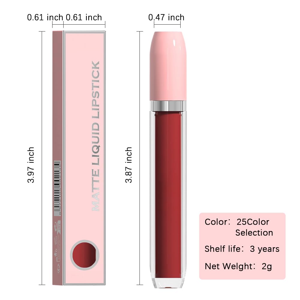BINGBRUSH Super Matte Longwear No-Budge Stay On Smudge Proof Liquid Lipstick Long Lasting Makeup for Women,Highly Pigmented Color and Instant Shine, Cheeky