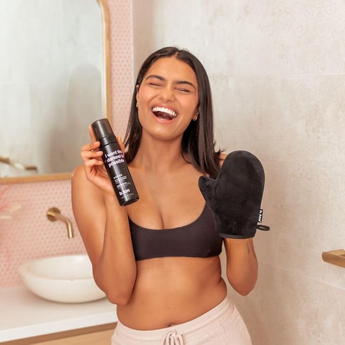 b.tan Dark Self Tanner Kit | Get The Darkest Tan Possible Bundle - Best Dark Self Tanning Mousse w Mitt Applicator, 1 Hour Sunless Tanner, Fast Bronzing Glow, No Fake Tan Smell, Vegan, 6.7 Fl Oz