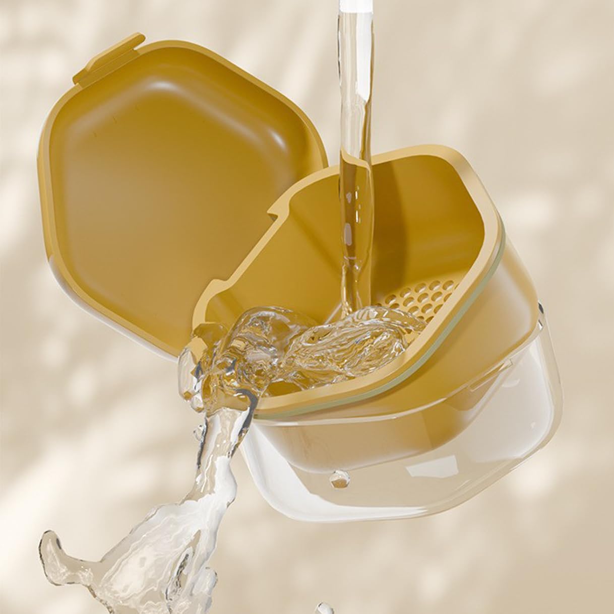 Double-layer Invisible Braces Orthodontic Retainer Storage Box,Retainer Case,Mouth Guard Case,Portable Denture Storage Washable Box with Hook,BPA-Free Teeth Whitening Storage Box (yellow)