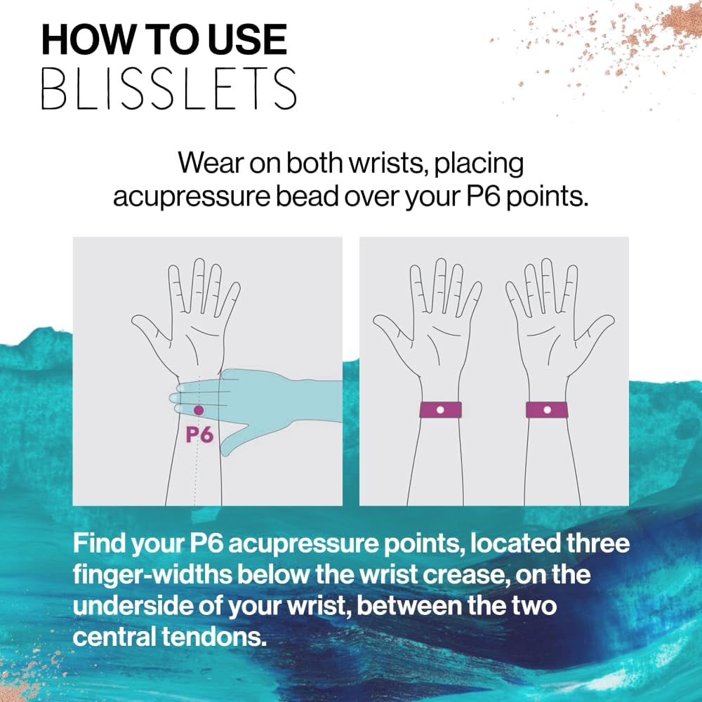 Blisslets Acupressure Relief Band - Cartagena Collection - Parentage (Rosewater/Camel, Less Than 5 5/8")