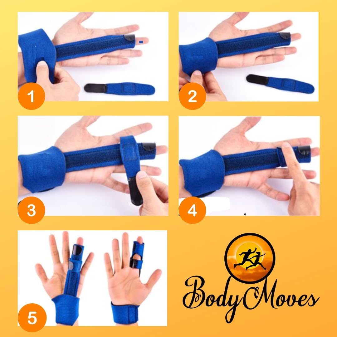 BodyMoves Finger Splint Plus Finger Extension Splint for Trigger Finger Mallet Finger Broken Finger Post Operative finger brace stabilizer tenosynovitis (Desert Sand)