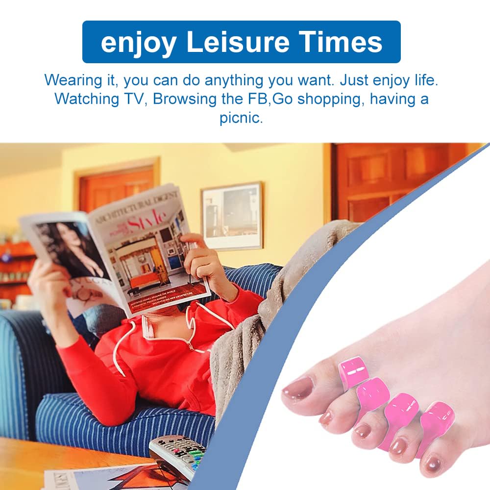 Pedicure Toe Separators for Bunion Relief & Nail Polish Application - Orthopedic Gel Toenail Dividers, Repeatable & Washable Toe Spacers for Toenail Separation