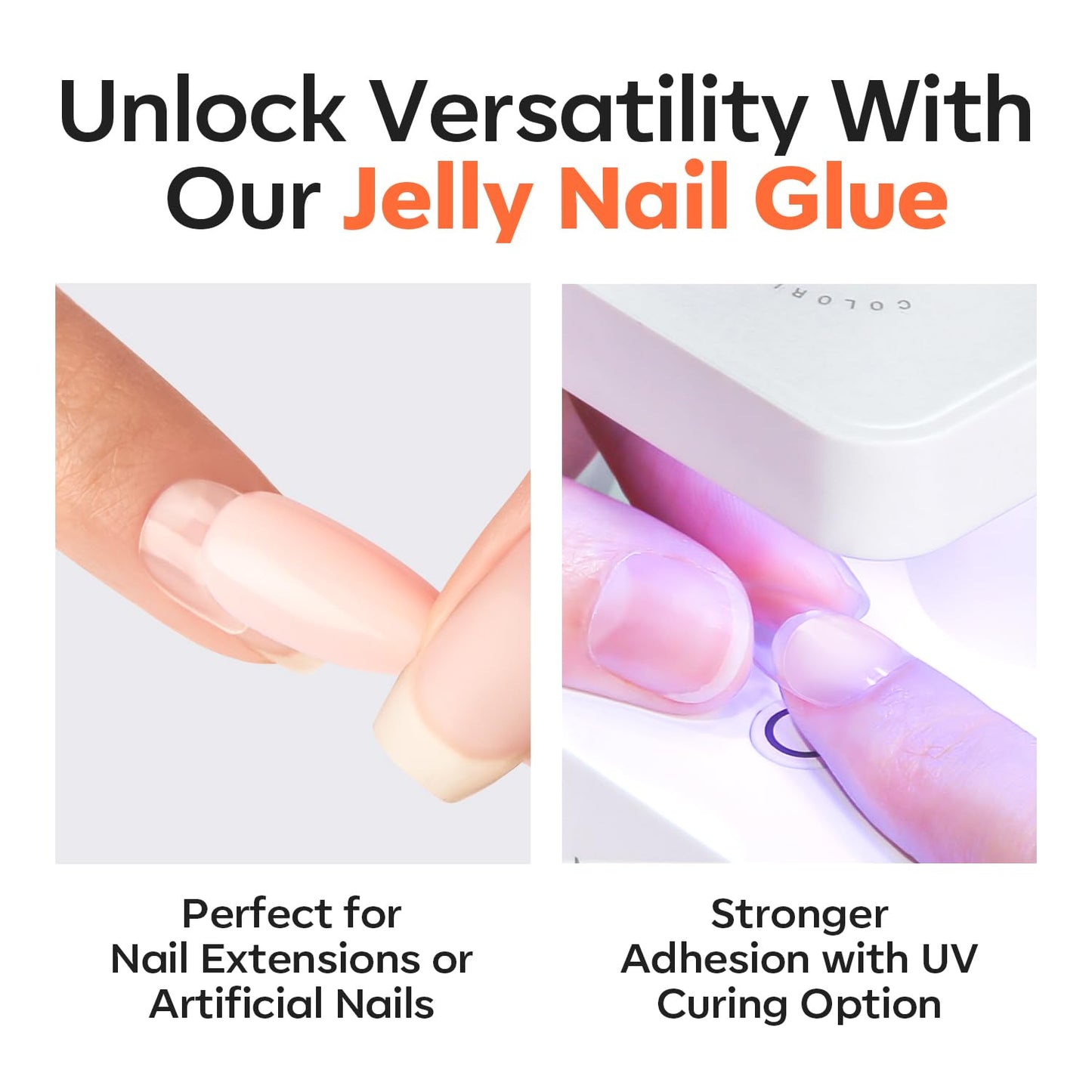 modelones Nail Adhesive Tabs 240pcs - UV Jelly Nail Glue Stickers for Press on Waterproof Breathable Double Sided Sticky Tabs Need Curing 10 Sheet 12 Sizes