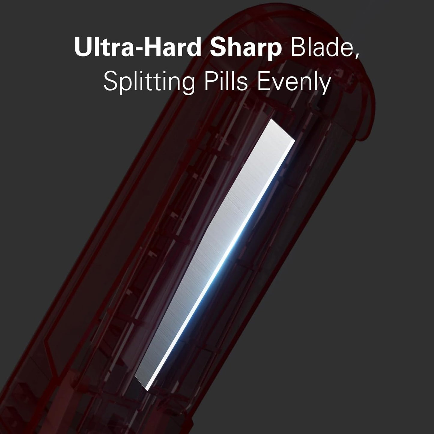 ONE PIX Pill Cutter Splitter for Small and Tiny Pills, Pill Splitter for Cutting Multiple Pills at a Time in Half with Hidden Sharp Stainless Steel Blade, Red