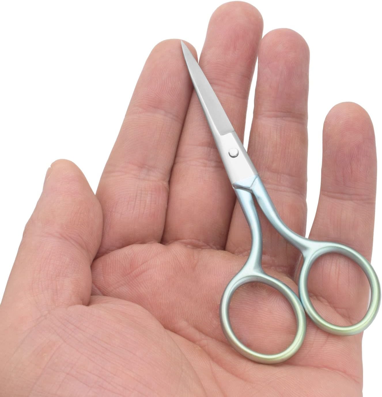 Multicolor Professional Grooming Scissors for Personal Care Facial Hair Removal and Ear Nose Eyebrow Trimming Stainless Steel Fine Straight Tip Scissors 3.9 Inch (Green)