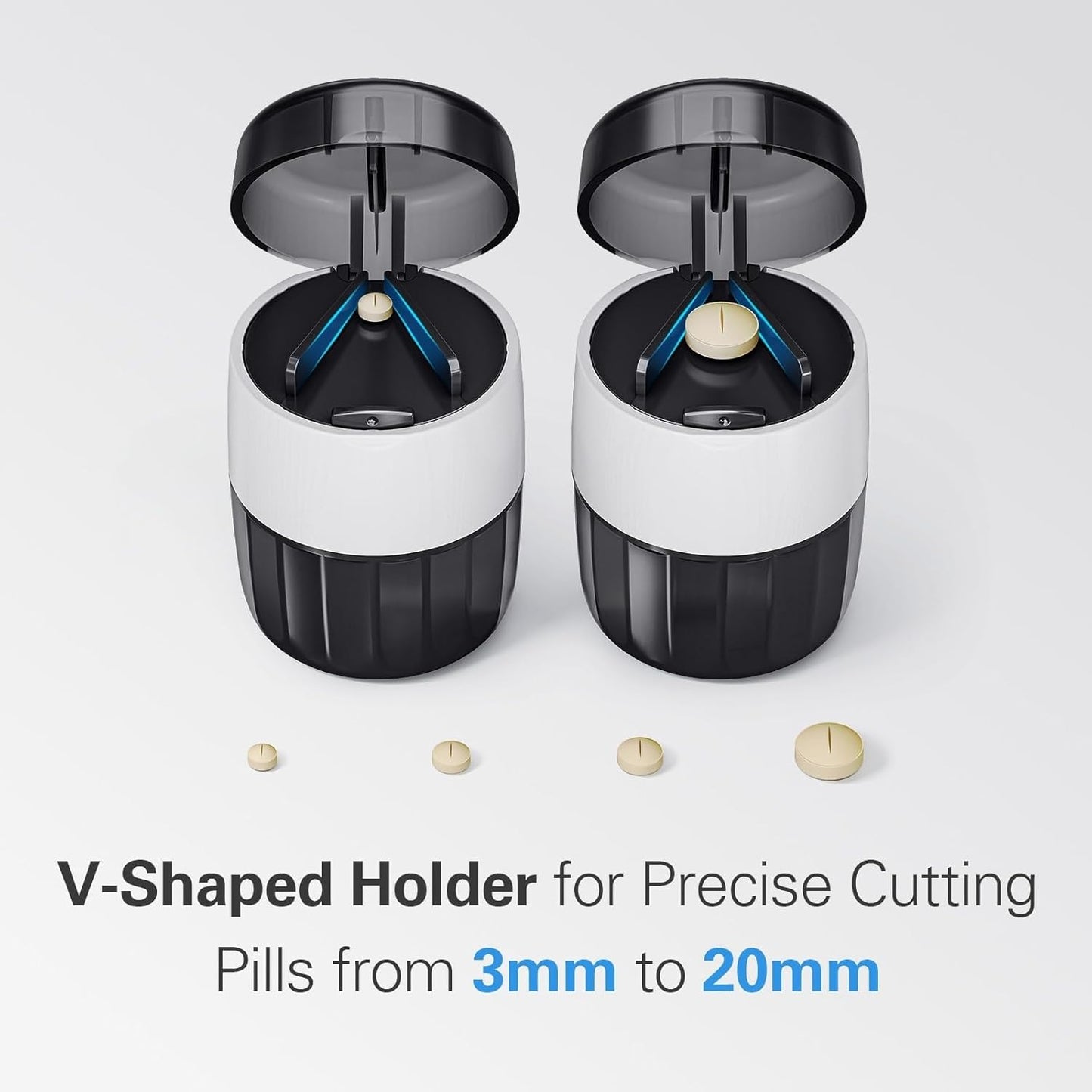 DEPAD 3-in-1 Pill Crusher and Pills Cutter, Pil Crusher Fine Powder with Stainless Steel Grinding Head, Tablet Grinder with Storage for Tablets, Pill Cutter Splitter for Small and Tiny Pills