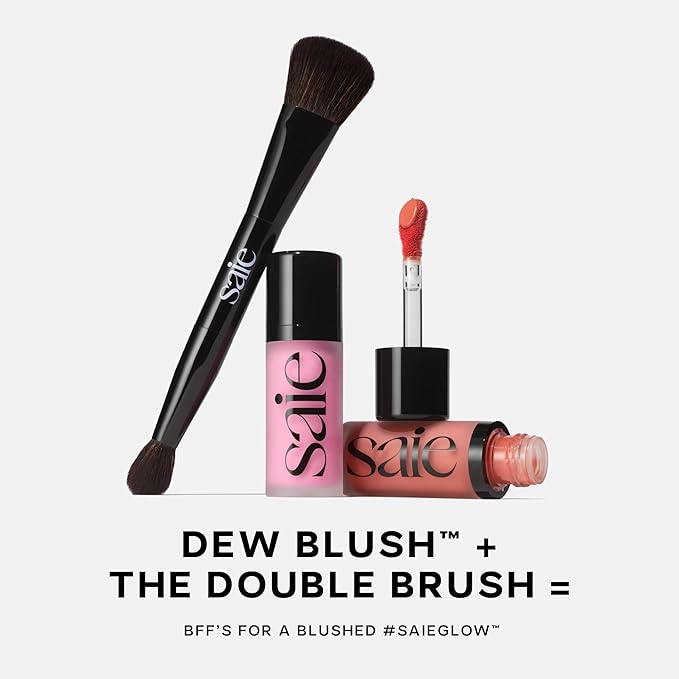 Saie Dew Liquid Blush for Cheeks - Hydrating Cream Blush Stick with a Blendable + Buildable Formula - Skincare Infused Dewy Cheek Tint for a Natural Flush - Glowy Makeup Essential - Flirty (.40 oz)