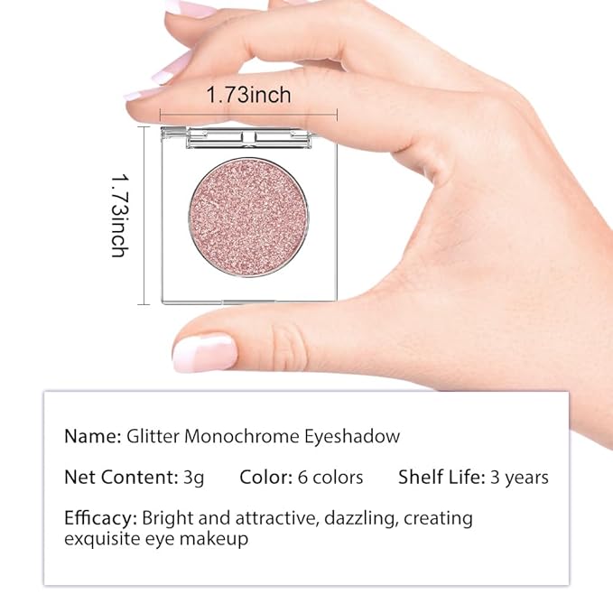 Monochrome Pressed Eyeshadow, Waterproof Neutral Powde Mini Shimmer Rose Gold Eyeshadow, sombras para ojos, Talc, Paraben & Cruelty Free (H03#Shimmer Rose Gold)