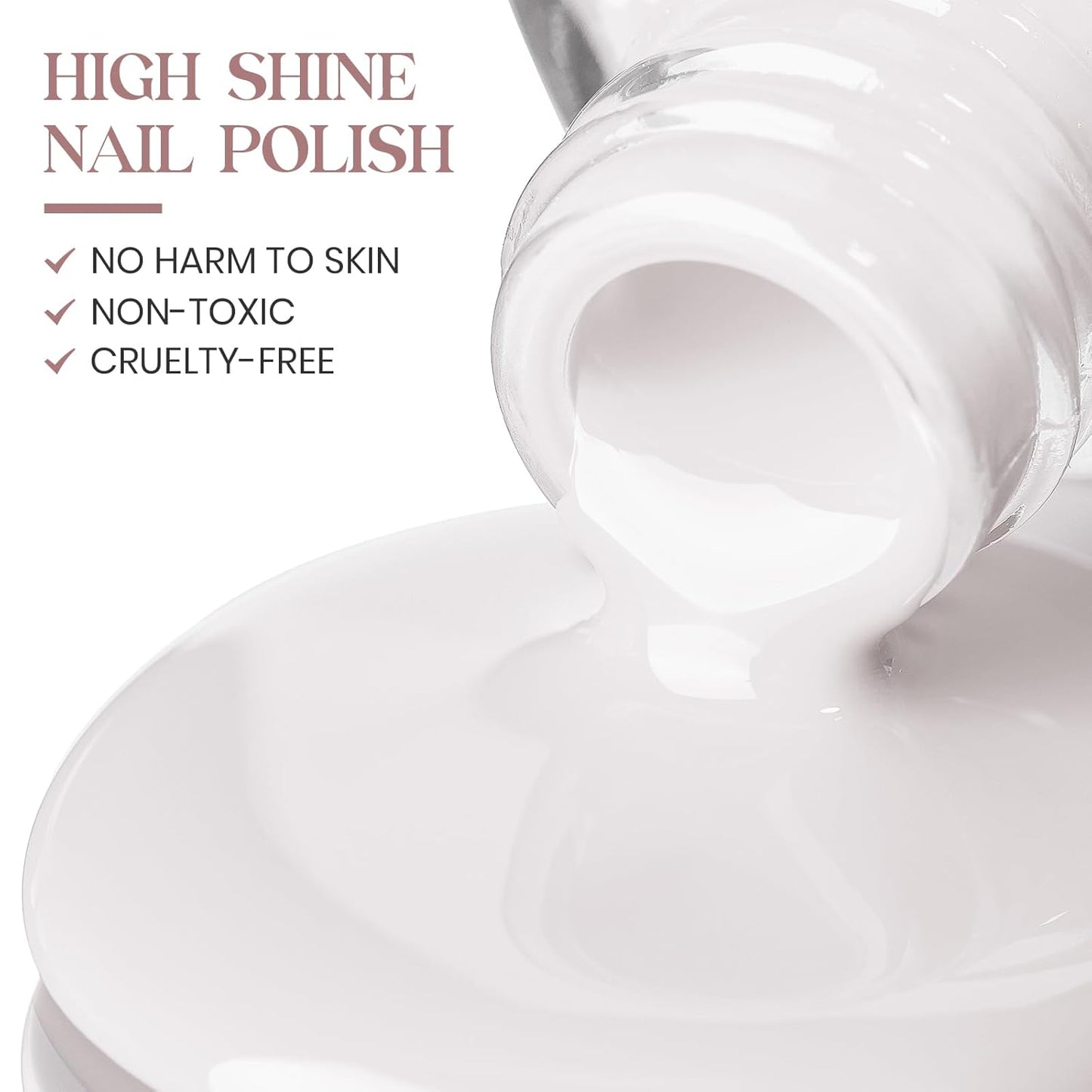 MIZHSE Quick Dry Nail Polish, Pink-White Nail Polish Non Gel Air Drying Fast, 15 ml Regular Nail Lacquer Glossy Finish Nail Art Manicure DIY Home