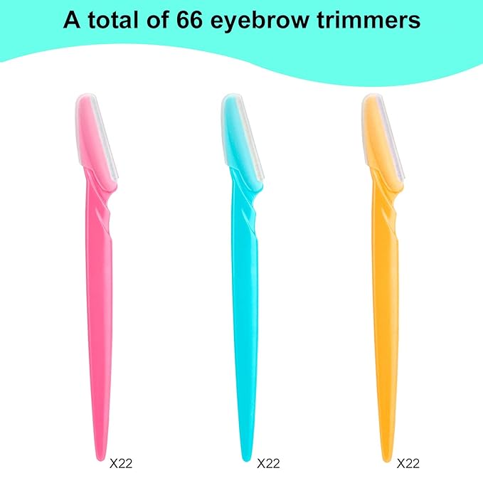 66 Eyebrow Razor and Face Razor for Women and Men, Eyebrow Hair Trimmer and Shaver with Protective Cover,Safe and Newbie Friendly