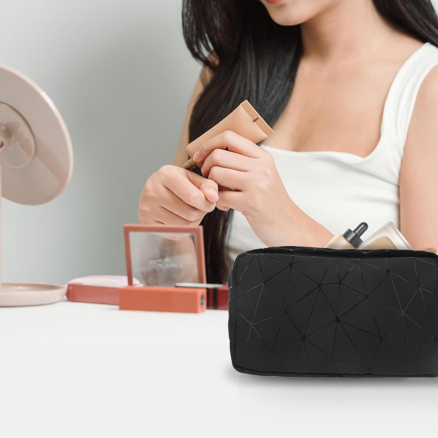 Period Bags for Teen Girls, Tampon Holder for Purse, Waterproof Portable Leather Period Pouch, Sanitary Napkin Storage Bag, Black Makeup Bag Set, Pad Pouches for Period for Girls