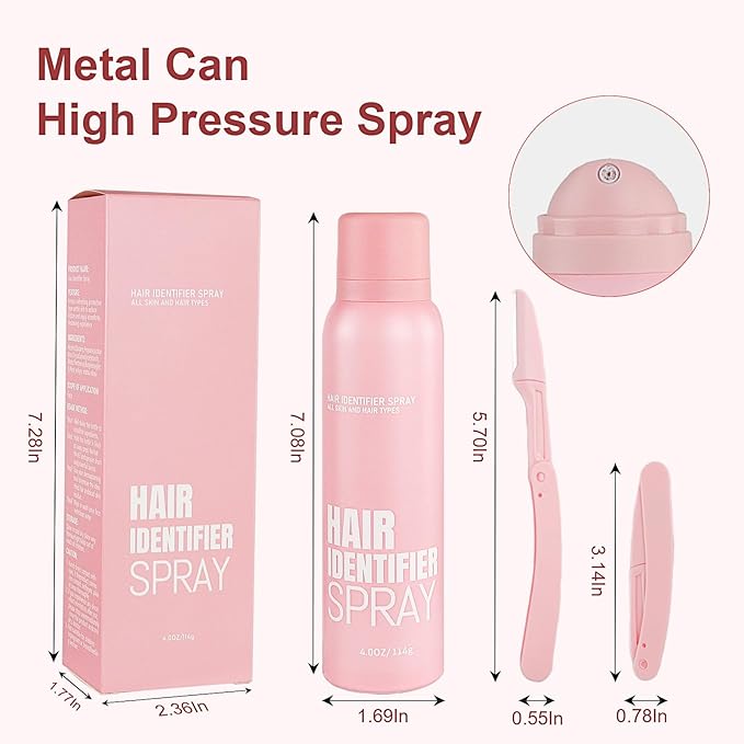 Hair Identification Spray for Facial Shaving - Removes hair and dead skin, Women's Facial Shaving Powder Spray - Moisturizing Skin Care Set, Suitable for sensitive skin/unisex, with 4 Razors (1Set)