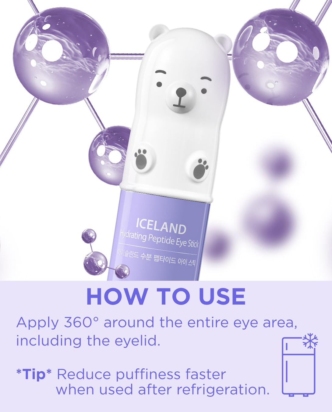 THESAEM Iceland Hydrating Peptide Eye Stick 0.24oz - Elasticity, Cooling, Moisturizing Eye Balm for Loose Skin – Under Eye Treatment - Balm to Smooth Skin Texture - Daisy Flower Scent
