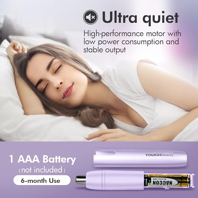 TOUCHBeauty Battery Powered Ear and Nose Hair Trimmer for Women, Portable Battery Powered Trimmer, Mini Painless Design for Sensitive Skin, Easy Clean & Travel Friendly
