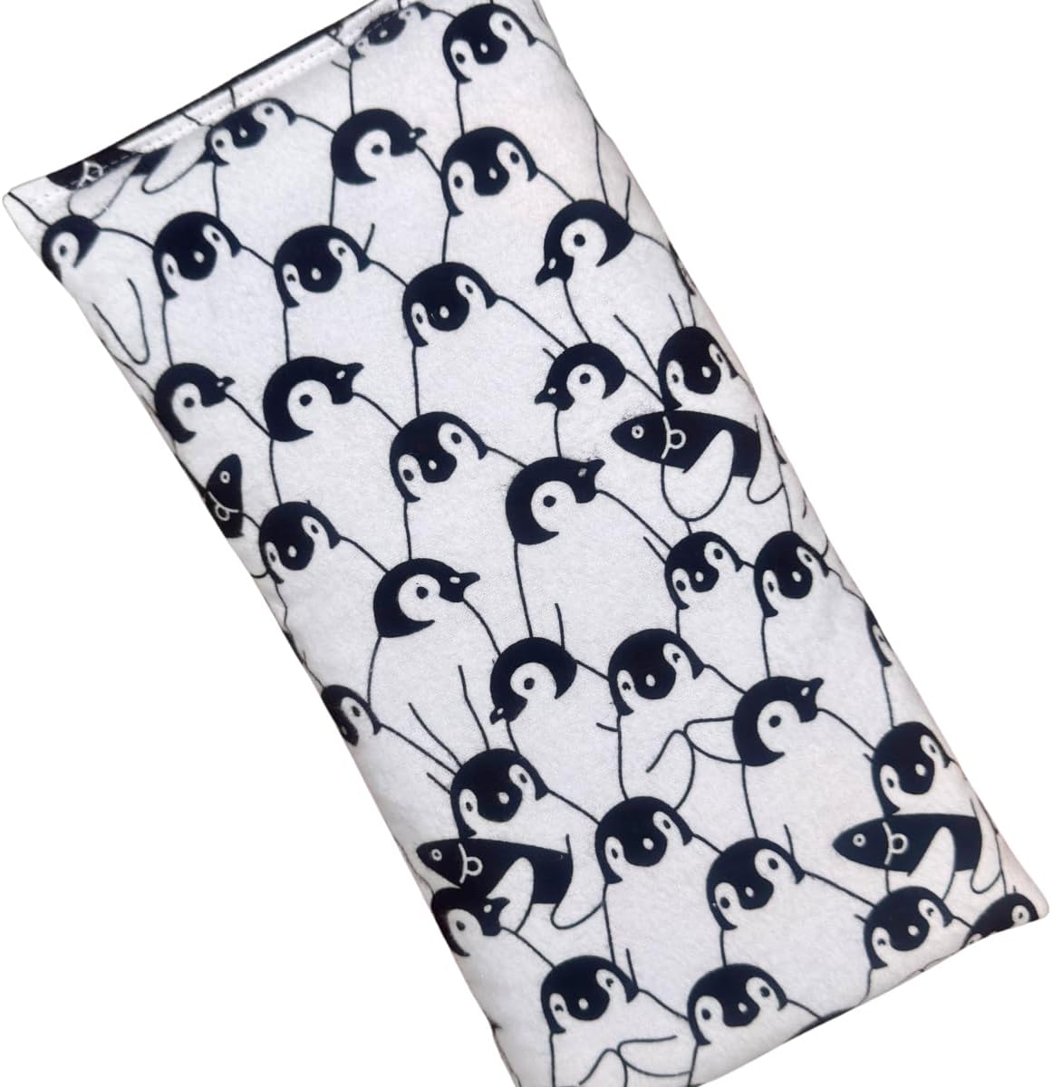 Microwave Heating Pad Filled With Flax Seed and Choice of Dried Herbs, Herbal Cold Pack, Good Size for Back Pain and Cramps, Hot and Cold Therapy, 6" x 12" (Penguin, Chamomile)