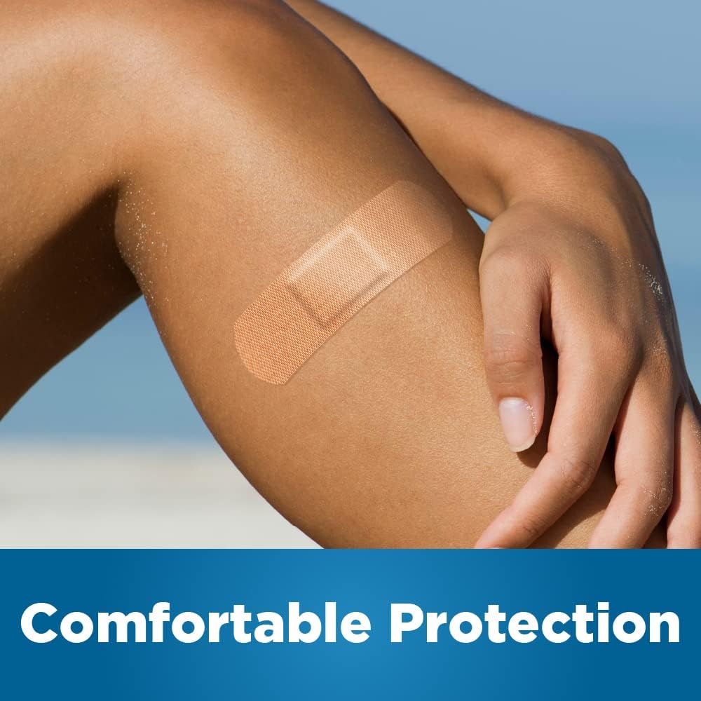 Amazon Basic Care Flexible Fabric Adhesive Bandages, First Aid and Wound Care Supplies, All-One Size, 100 Count (Pack of 3)