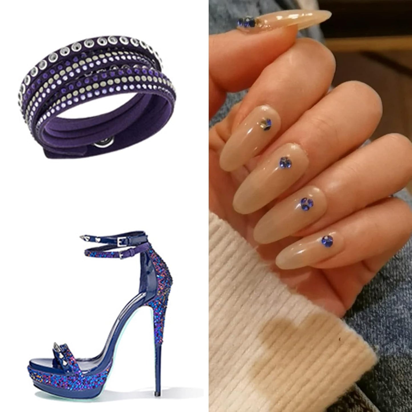 Beadsland 2880pcs Flat Back Crystal Rhinestones Round Gems for Nail Art and Craft Glue Fix, Purple Velvet,SS4,1.5-1.7mm