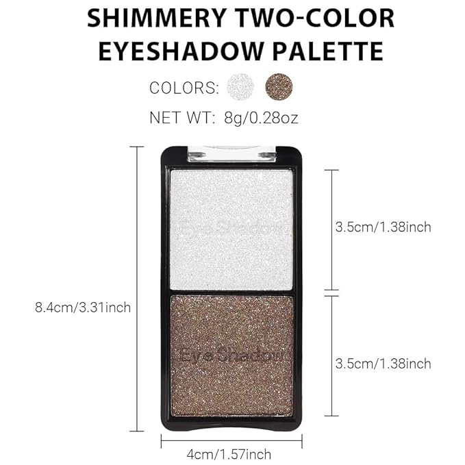 Double color eye shadow, Eyeshadows Creamy, high pigment eye makeup palette, matte shimmer metal eye shadow powder, Blendable, Ultra-Pigmented, Easy to Apply, Matte & Shimmer, (01)