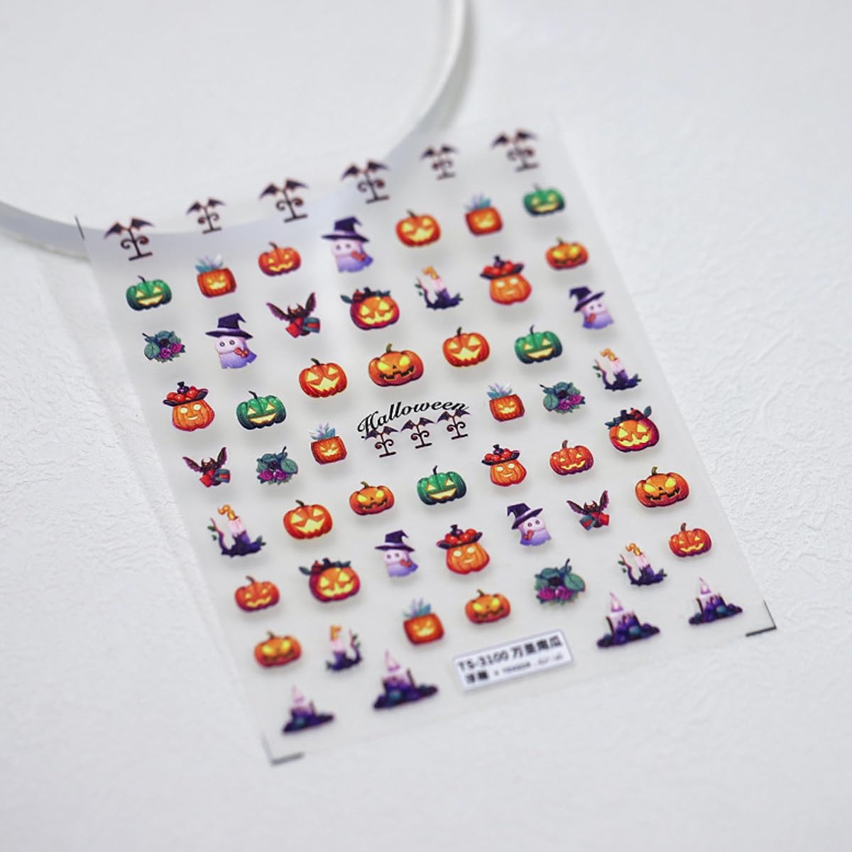 Halloween Nail Stickers, Bat, Pumpkins, Ghosts Nail Art Design 5D Manicure Decal Self-Adhesive Nail Supplies Accessories for Women