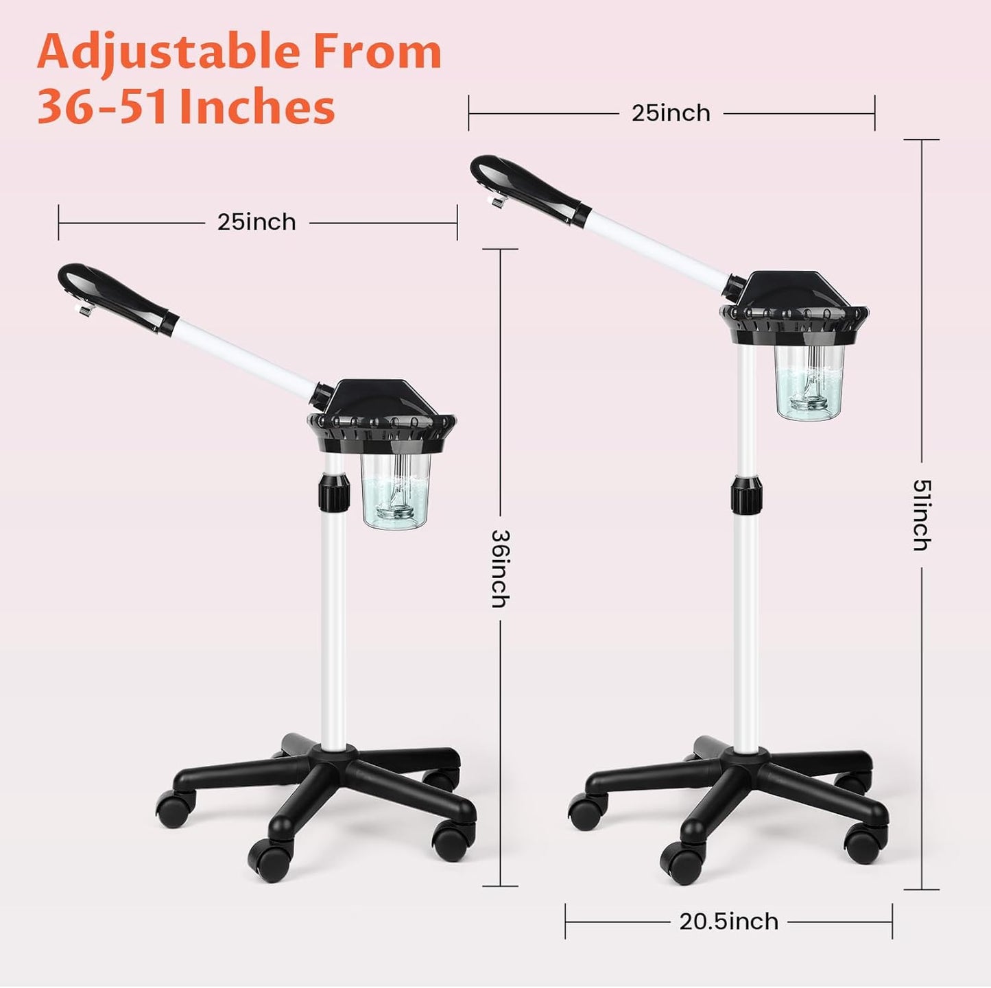 Professional Facial Steamer, Stand on Wheels Face Steamer, SPA Ozone Nano Steamer for Facials