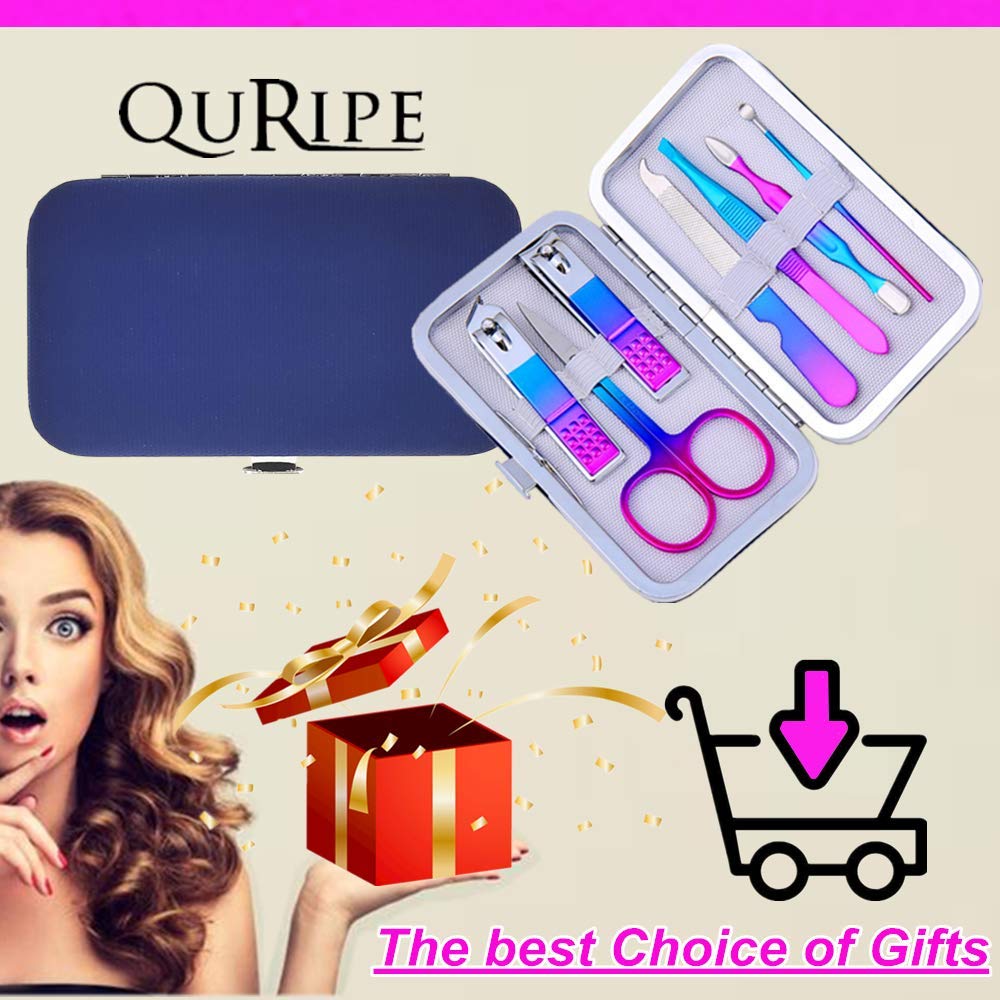 7pcs Manicure Set, Nail Clippers Kit, Stainless Steel Manicure Kit, Nail Clipping Tools Portable Travel Grooming Kit, The Best Gift with Luxurious Case(Multicolor)