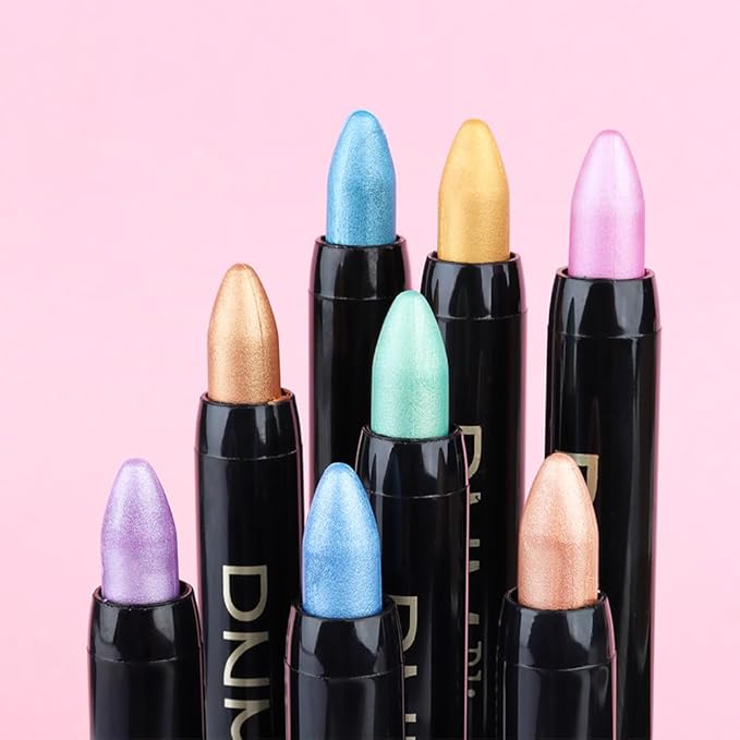 evpct Sky Blue Shimmer Cream Eye Shadow Brightener Sticks Set for Eyes, Blue Shimmery Matte Pencil Eye shadow Applicator Stick Pen Palette Makeup Waterproof sombras en crema para ojos 10#