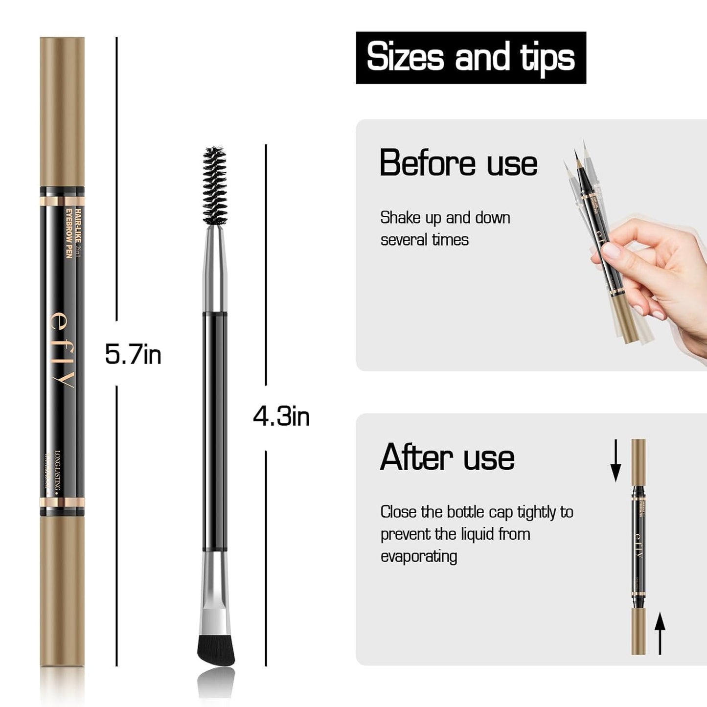 Eyebrow Pencils for Women, Microblading Eyebrow Pen Magical 2-in-1 Dual-Ended Brow Pen with 3D & Precise Brush-Tip Create Natural Hair-Like Brows, Last All-Day(Black Brown)