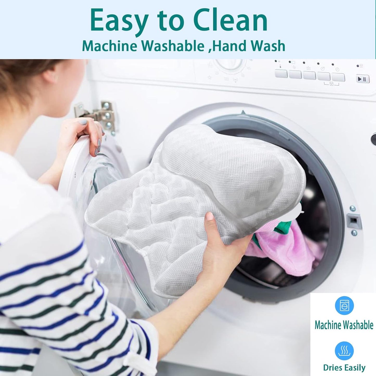 Bath Pillow Bathtub Pillow for Neck Back Support 4D Bath Tub Pillow with 6 Strong Suction Perfect Bath Gift for Women