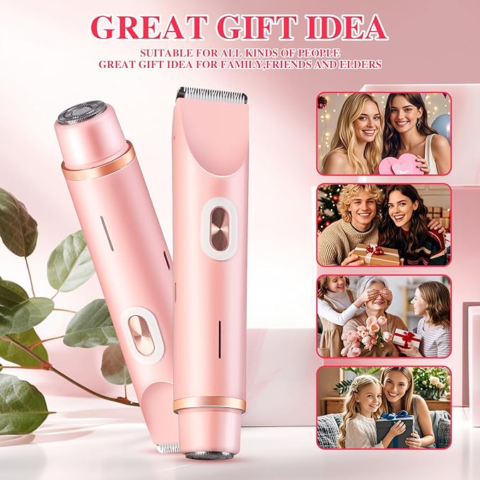 Glow Aura Womens Shaver, Bikini Trimmer for Women, Glow Aura Electric Razor, Comfort 2 in 1 Electric Lady Shaverr, Dual Head Groomer, Glowaura Womens Razor, GlowAura Bikini Shaver Body Grooming Tool