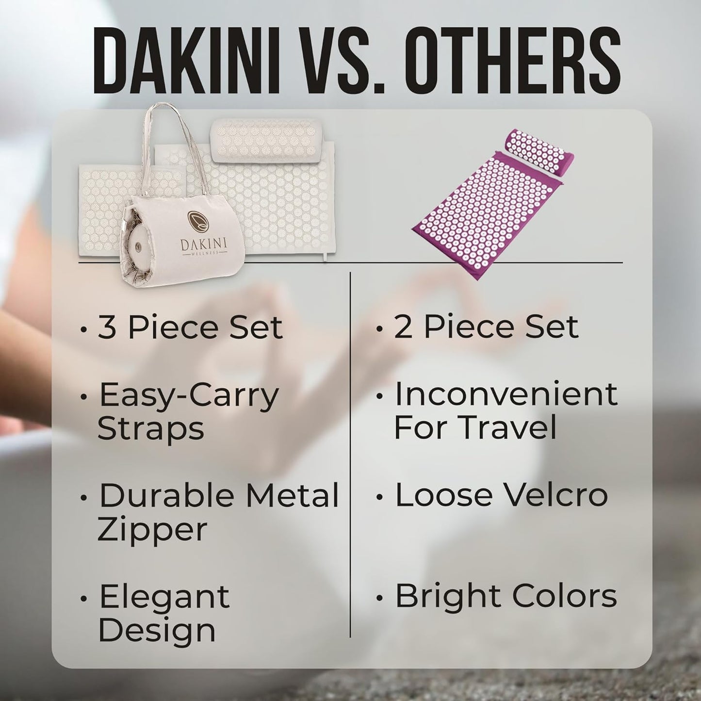 Acupressure Mat and Pillow Set with Extra Mini Accupressure Massage Mat - Acupuncture Mat Full Body - Accupoint Mat for Back Pain (Natural Cotton)