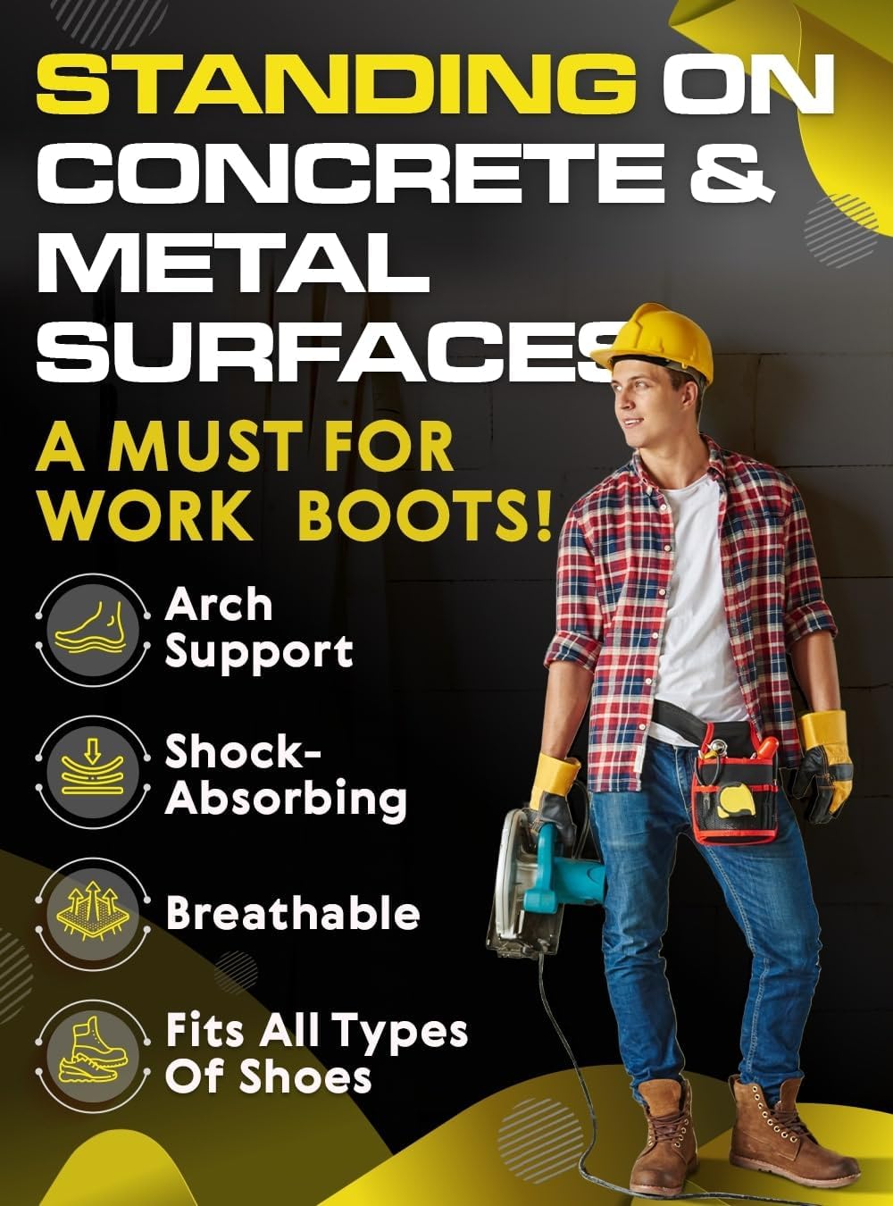 (New) Work Orthotic Insoles - Anti Fatigue Medium Arch Support Shoe Insert Men Women - for Plantar Fasciitis Flat Feet Leg - Relieve Foot Pain - Work Boot Insoles Standing All Day (S, Blue Lines)