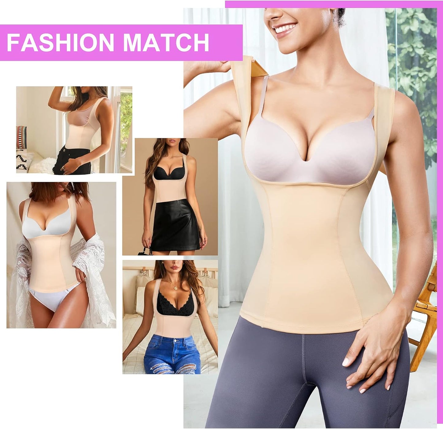 URSEXYLY Women Waist Trainer Shapewear Vest Seamless Body Shaper Tummy Control Workout Tank Top Corset