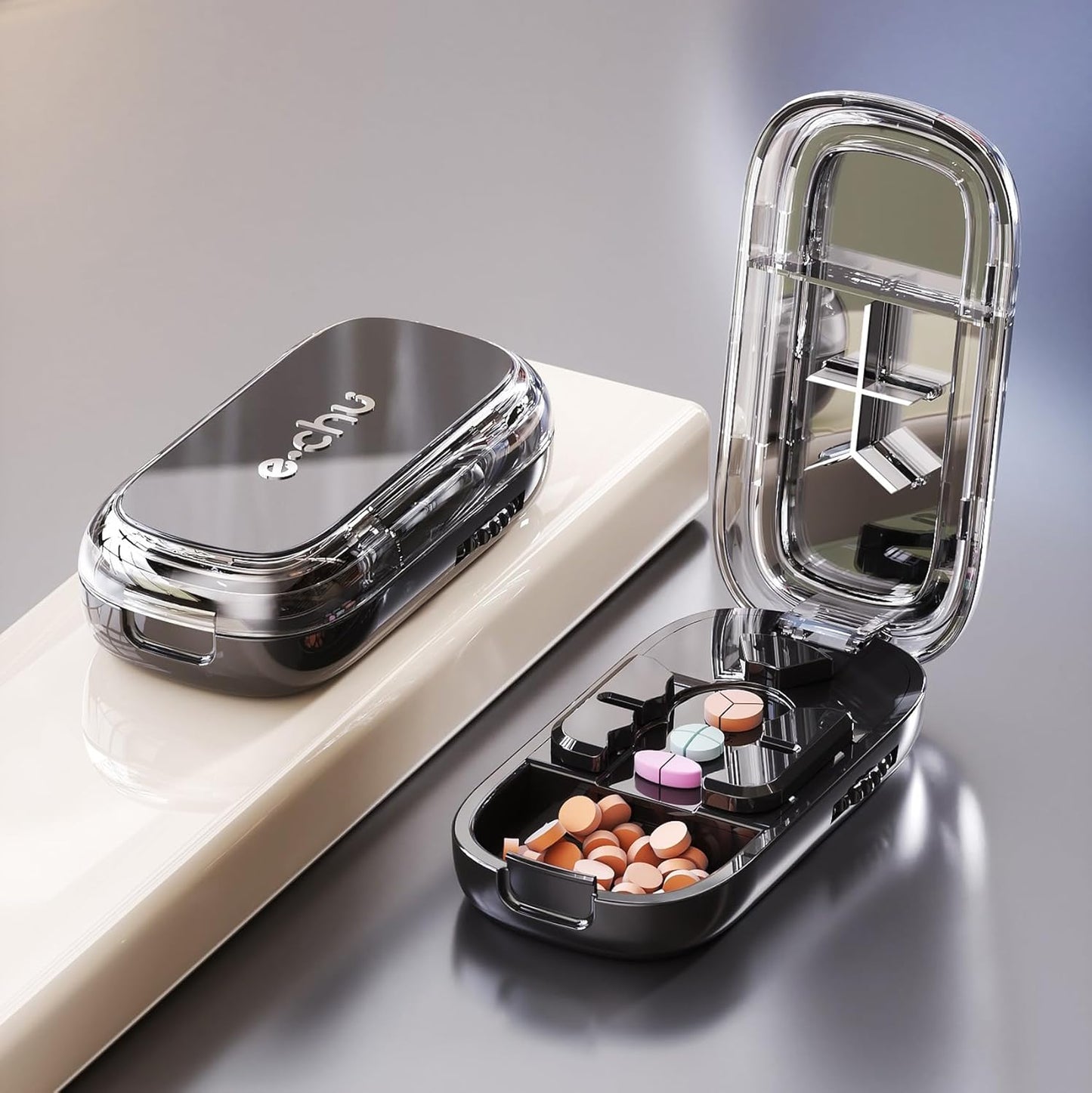 Pill Cutter Splitter for Small and Tiny Pills - 1/2&1/3&1/4 Adjustable Pill Splitter with Centering Device for Cutting Multiple Pills, Accurate Alignment and Easy to Use