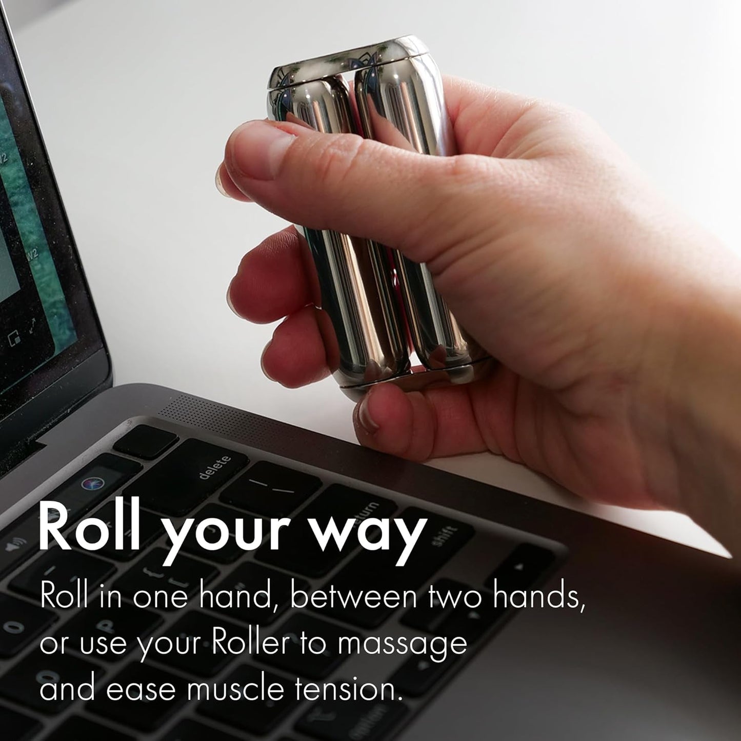 ONO Roller - Handheld Fidget Toy for Adults | Help Relieve Stress, Anxiety, Tension | Promotes Focus, Clarity | Compact, Portable Design | Stainless Steel Junior Size