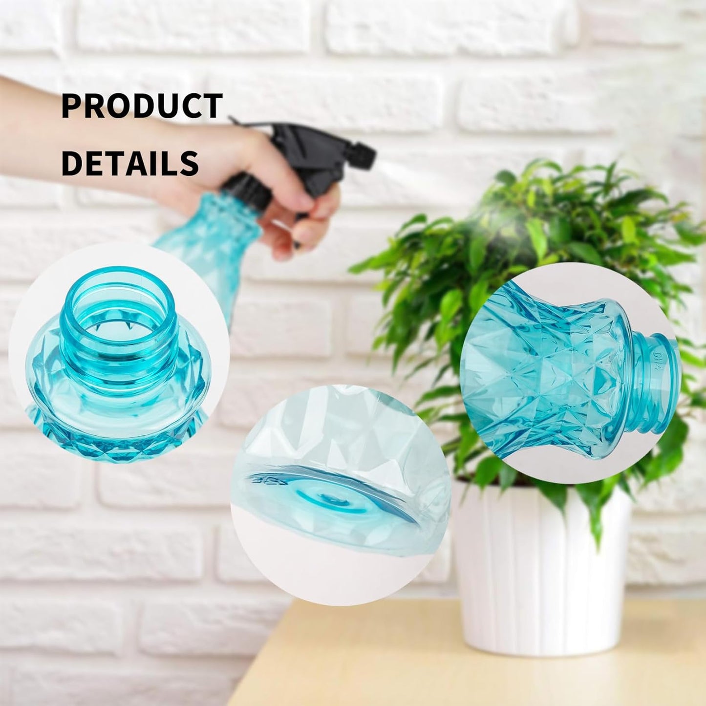 2 Pcs Spray Bottles, 500 ml/17 oz Empty Water Spray Bottles, Plastic Reusable Adjustable Mist Sprayer Squirt Bottles Containers Refillable for Cleaning Solutions, Gardening, Plants (Blue)