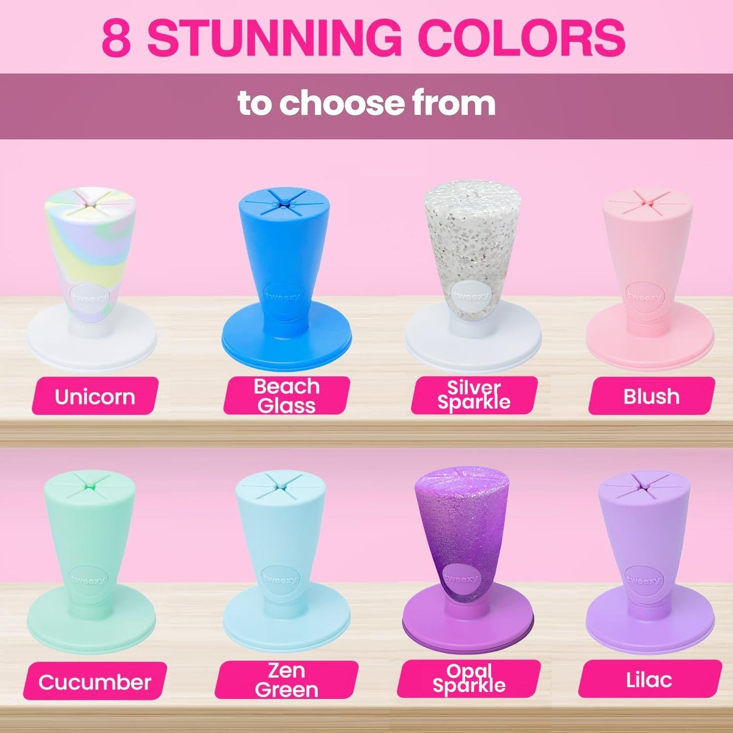 tweexy Hinge Untippable Nail Polish Bottle Holder | Anti-Spill Nail Polish Holder Stand, Tilted, Smartgrip Airlock Suction | Fingernail Painting, Nail Art, Manicure & Pedicure, Nail Polish Accessories (Opal Sparkle)