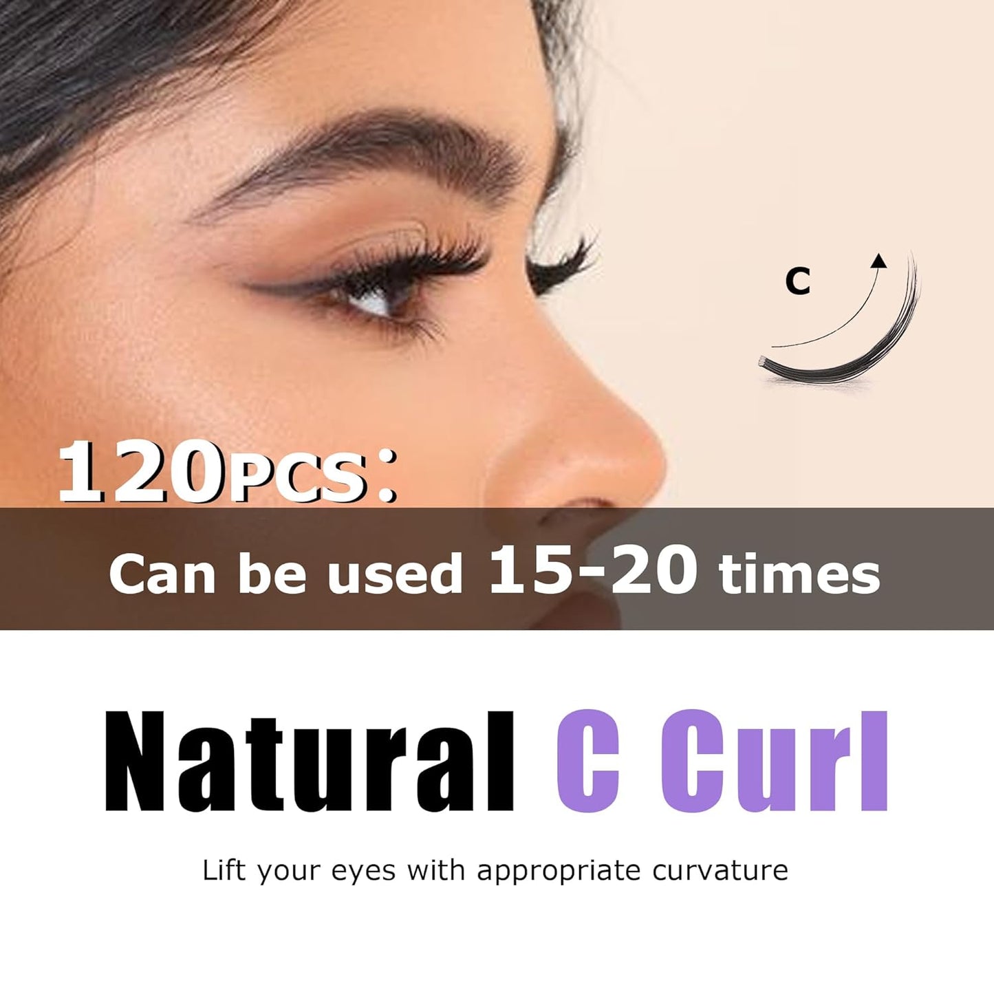 GAQQI Lash Clusters, Eyelash Clusters 120PCS C Curl Individual Lashes, Wispy Cluster Eyelash Extension 16mm Only, Natural Looking Cluster Lashes (GQ03, C Curl, 16mm)