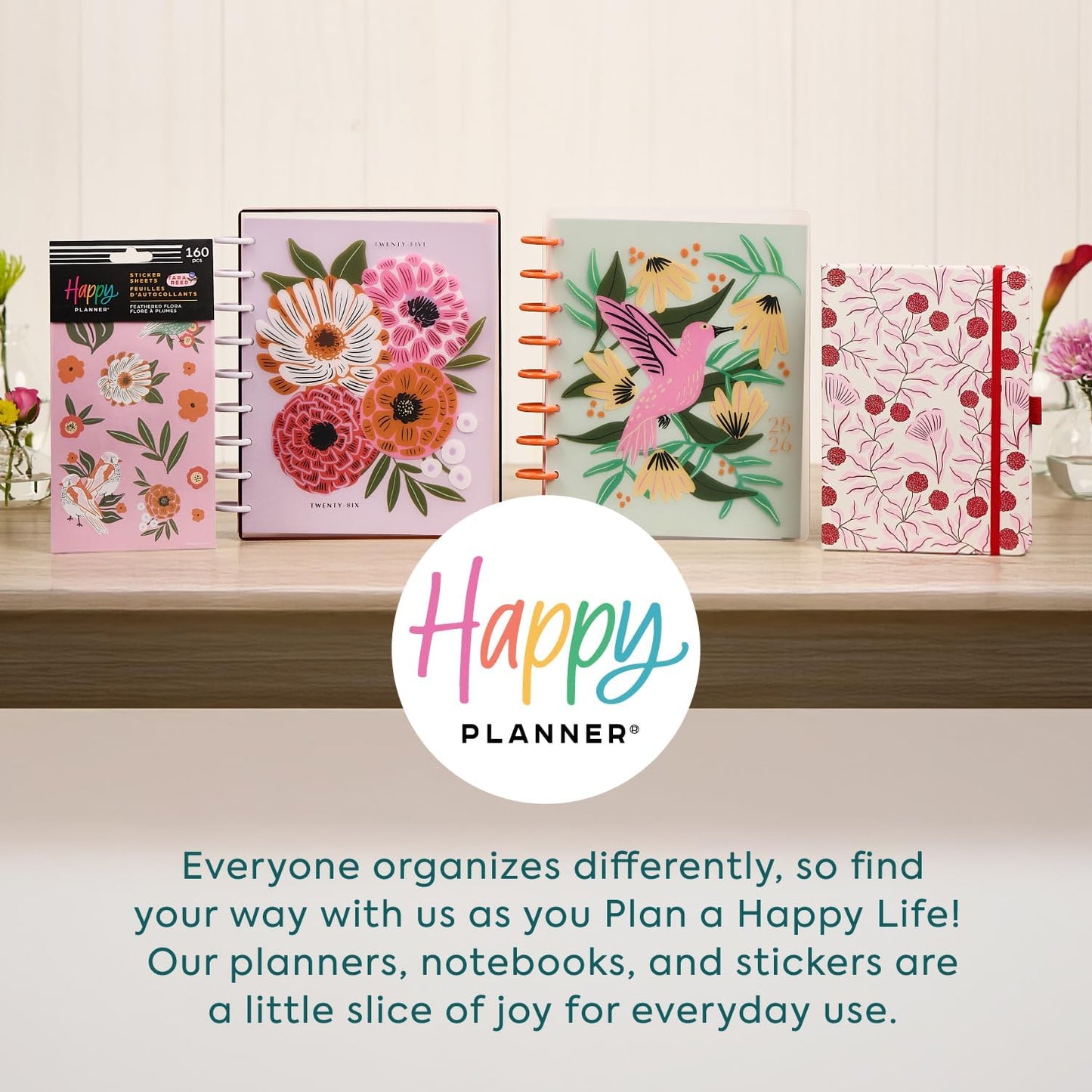 Happy Planner Small Undated Book-Bound Journal with 80 Pages of Thick 100 GSM Paper, A5 Size, Dot-Lined Layout, Mod Mosaics